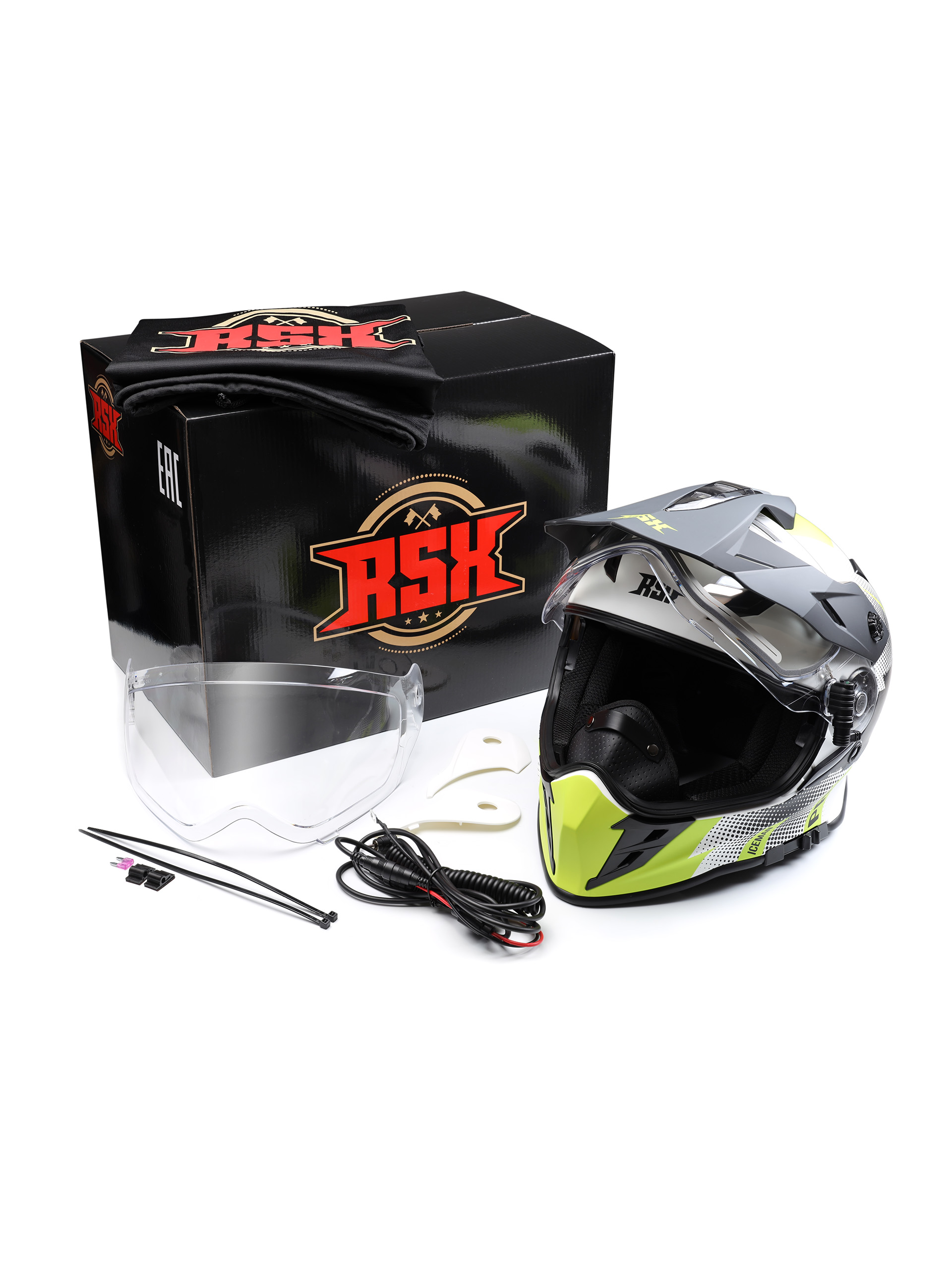 Шлем dual sport RSX Iceman (H331) Winter (желтые очки) - фото 5