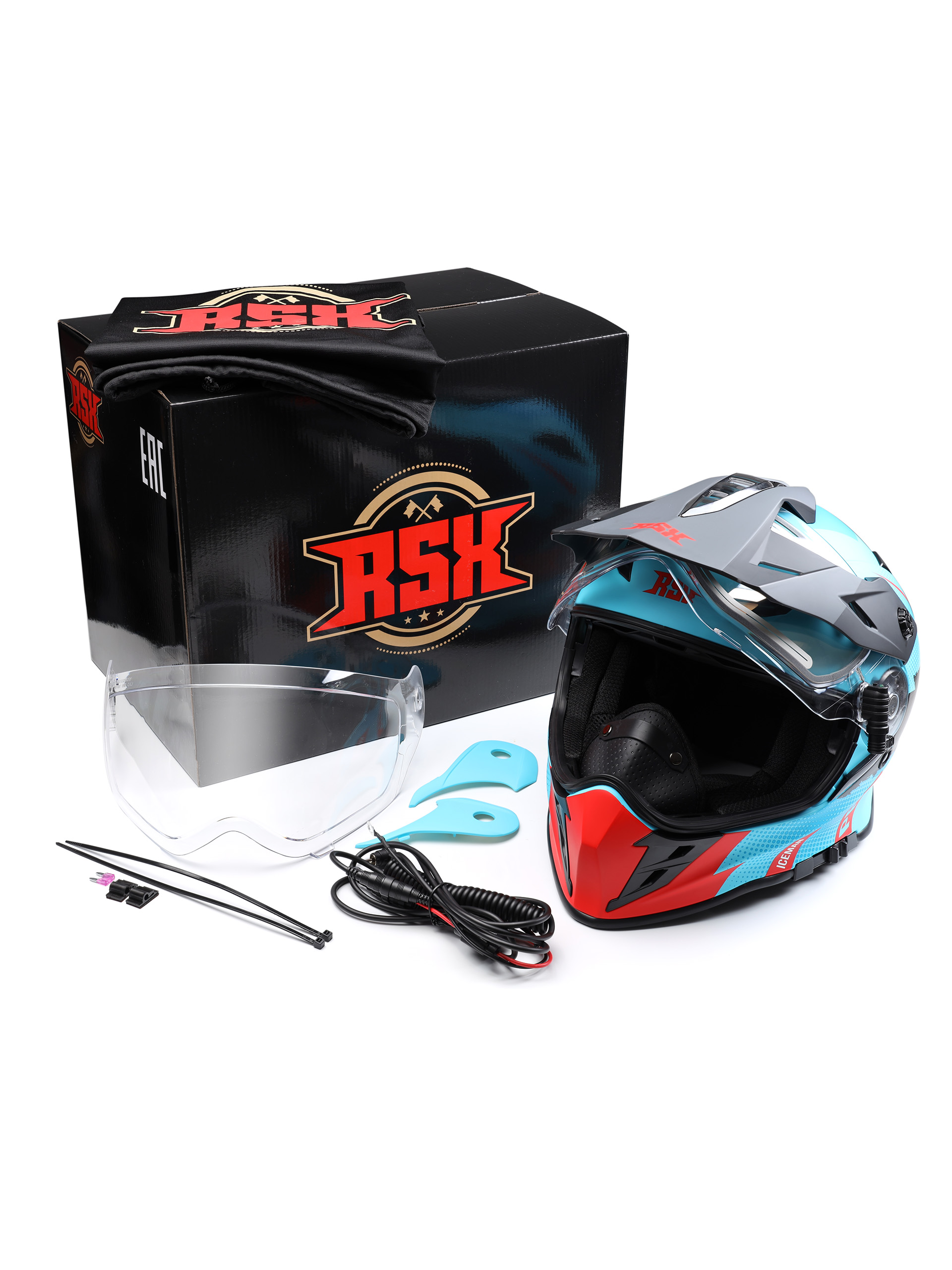 Шлем dual sport RSX Iceman (H331) Winter (желтые очки) - фото 4