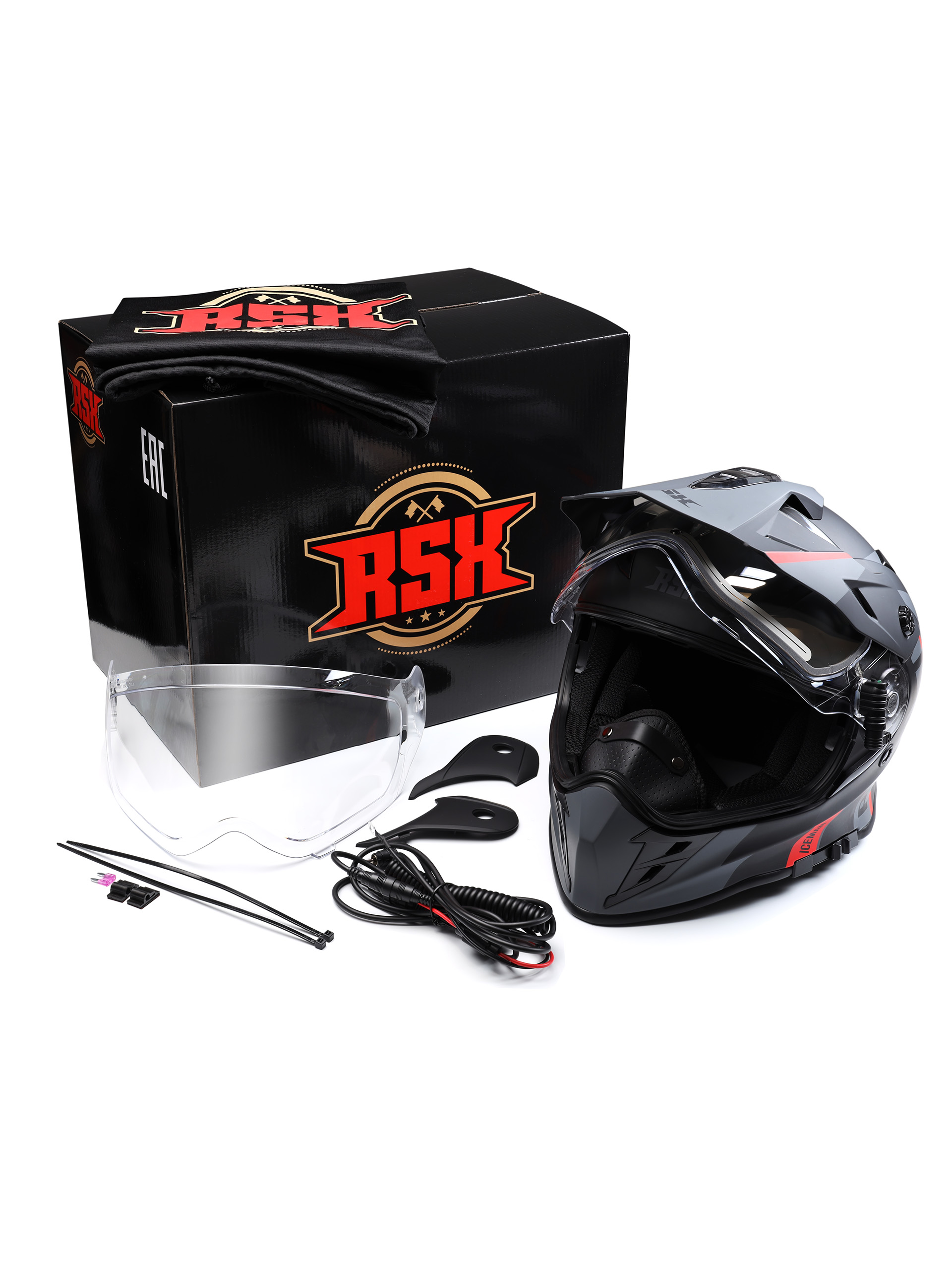 Шлем dual sport RSX Iceman (H331) Winter (желтые очки) - фото 4
