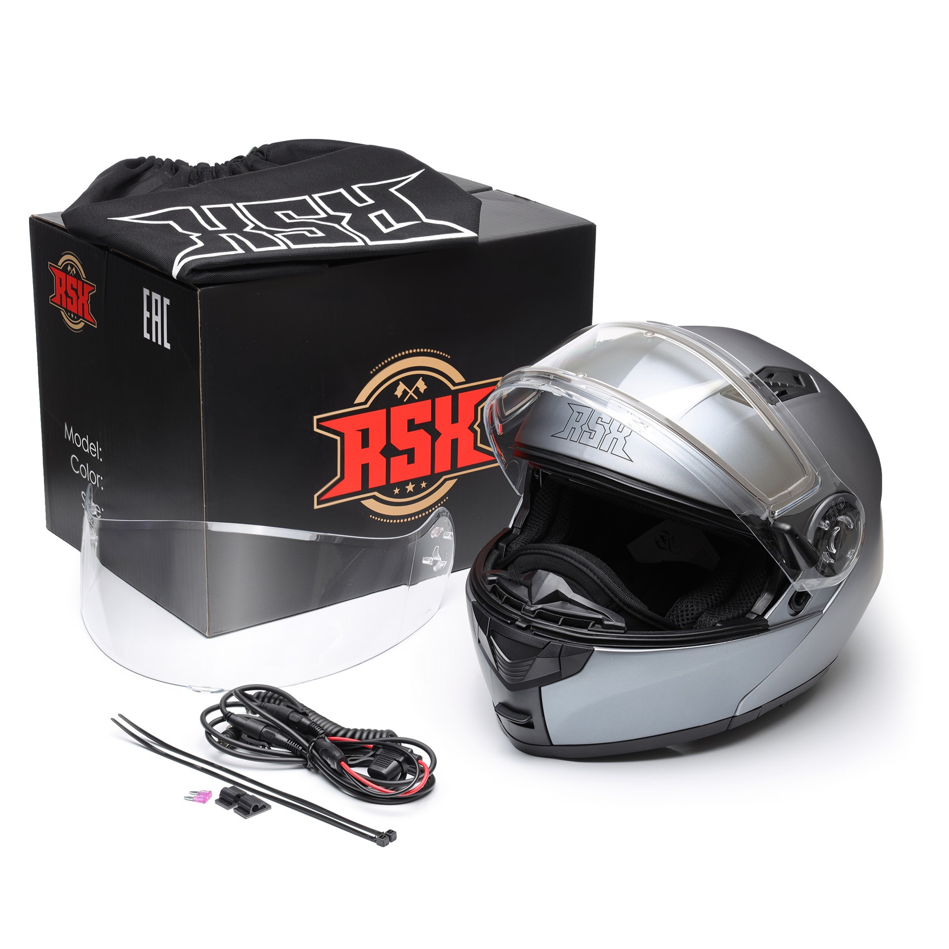 Шлем модуляр RSX Spark (HS159) Winter (желтые очки) - фото 1