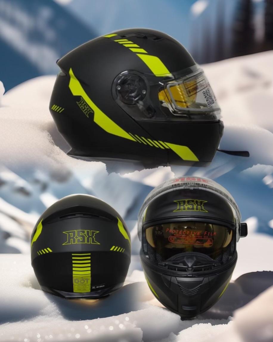 Шлем модуляр RSX Spark (HS159) Winter (желтые очки) - фото 5