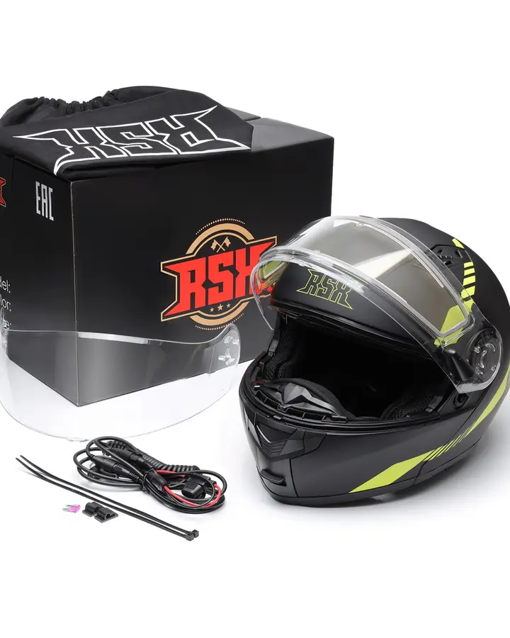 Шлем модуляр RSX Spark (HS159) Winter (желтые очки)