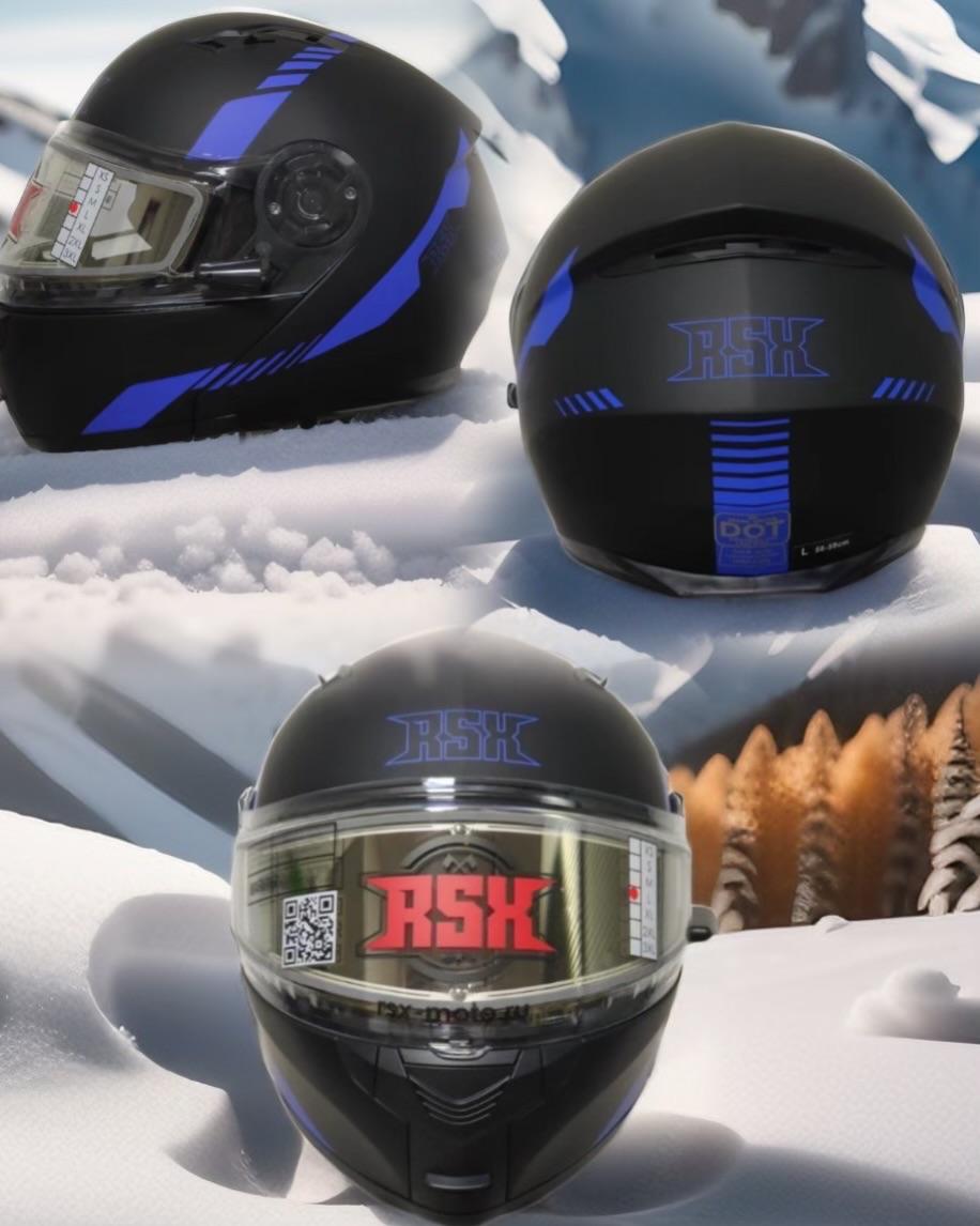 Шлем модуляр RSX Spark (HS159) Winter (желтые очки) - фото 5